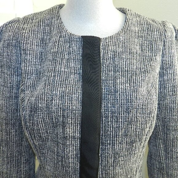 NWT HALOGEN Women's Black & White Tweed Peplum Jacket Size Small Petite - Picture 3 of 16